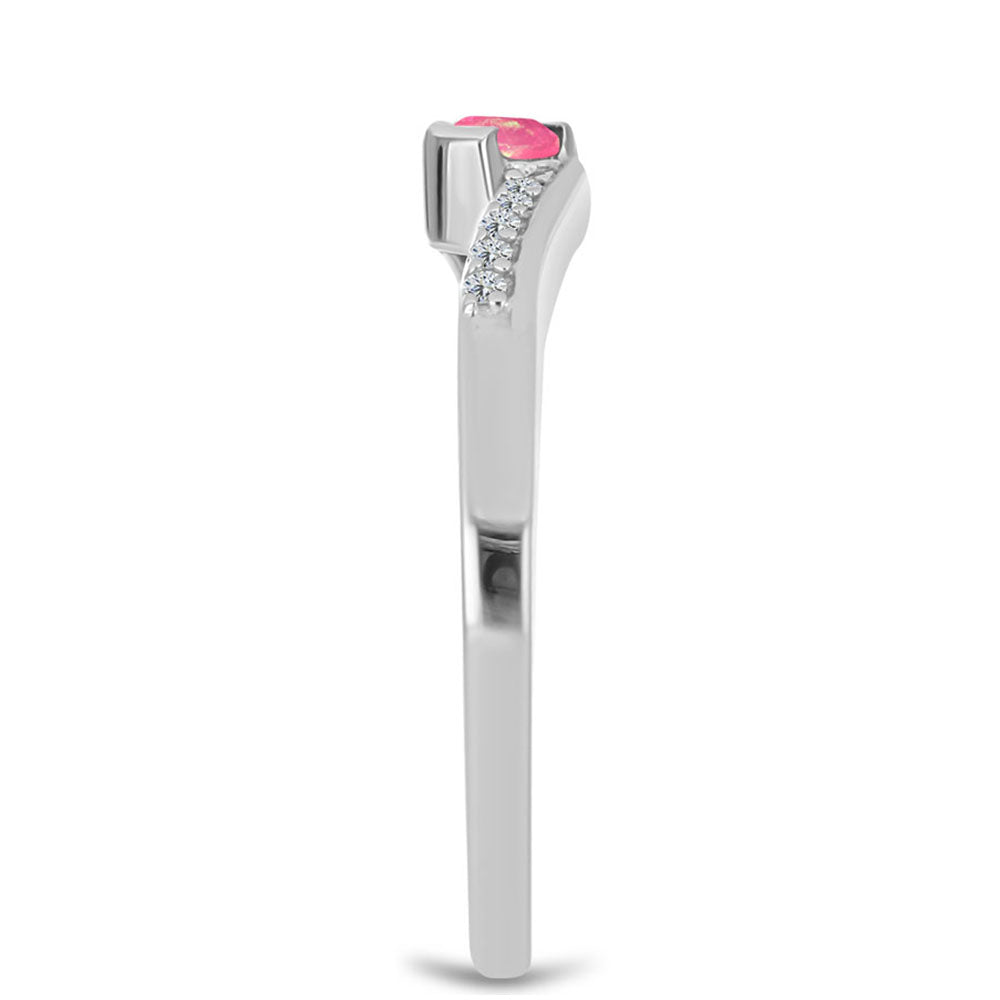 Silberring mit rosa Opal aus Lega Dembi und weißem Topas 4 