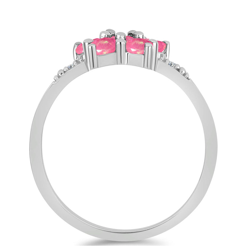 Silberring mit rosa Opal aus Lega Dembi und weißem Topas 2 