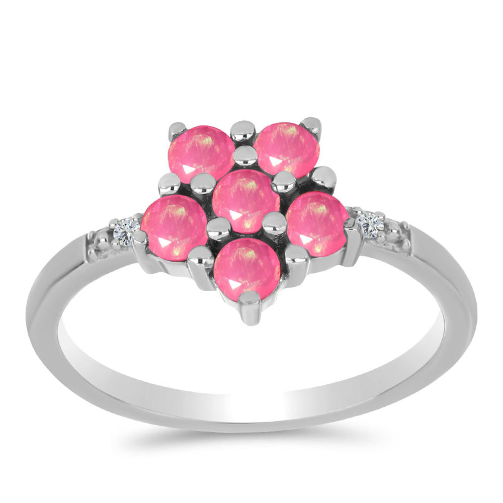 Silberring mit rosa Opal aus Lega Dembi und weißem Topas 3 