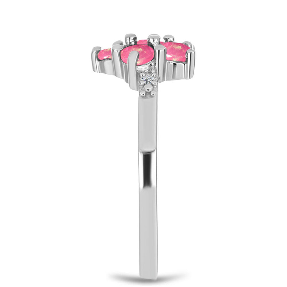 Silberring mit rosa Opal aus Lega Dembi und weißem Topas 4 