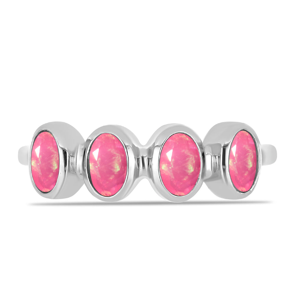 Silberring mit rosa Opal aus Lega Dembi