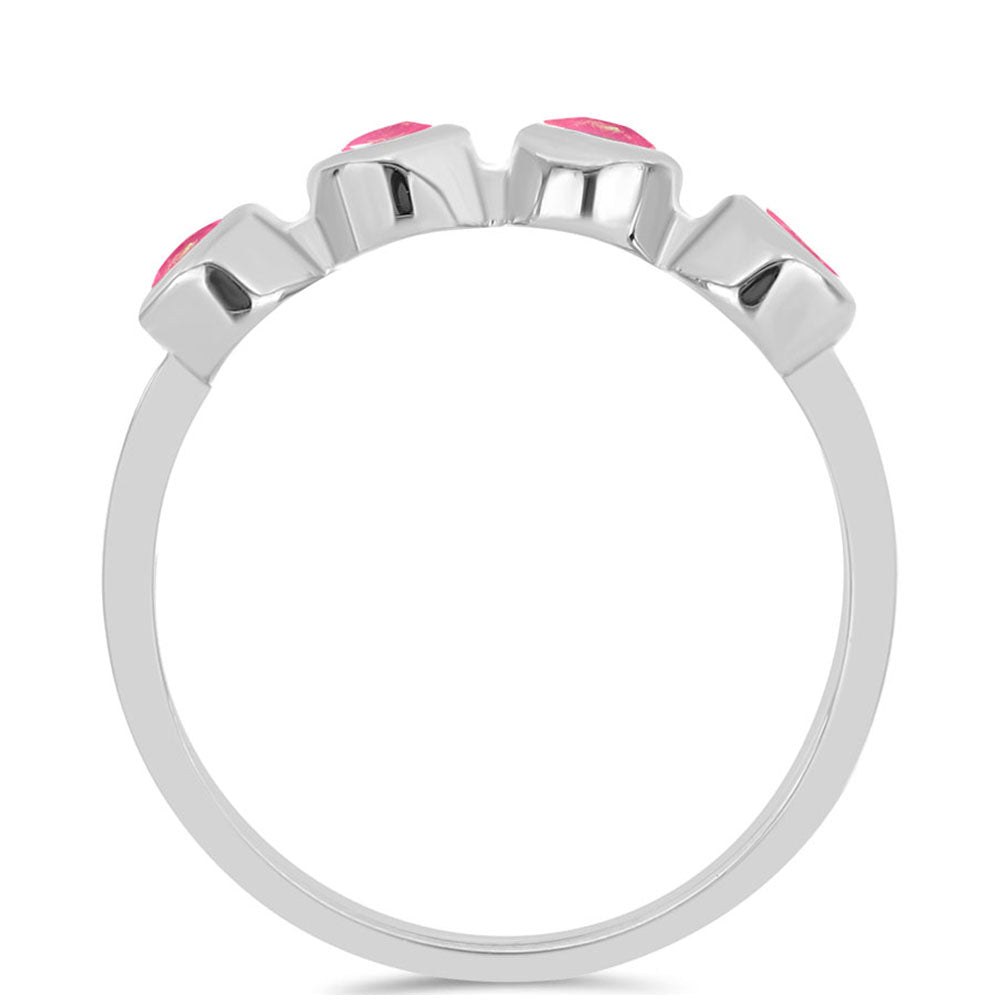 Silberring mit rosa Opal aus Lega Dembi