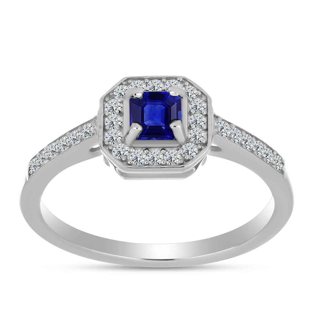 Silberring mit australischem blauem Saphir und weißem Topas 3 