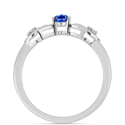 Silberring mit australischem blauem Saphir und weißem Topas