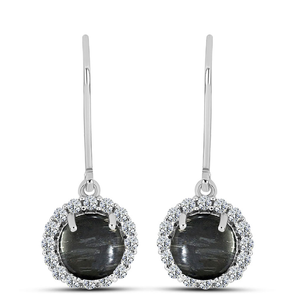 Silberohrringe mit Picasso Jaspis und weißem Topas 1 