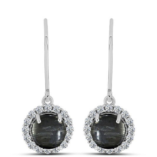 Silberohrringe mit Picasso Jaspis und weißem Topas