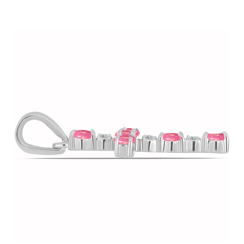 Silberanhänger mit rosa Opal aus Lega Dembi und weißem Topas