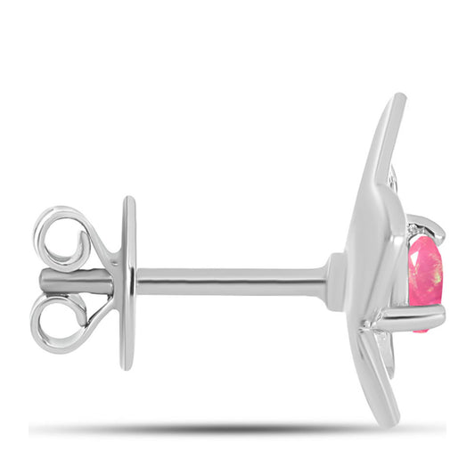 Silberohrringe mit rosa Opal aus Lega Dembi