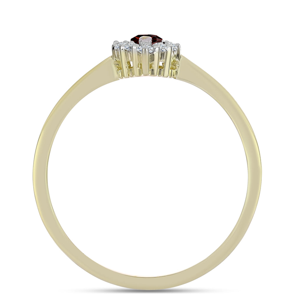 Goldplattierter Silberring mit Barton Granat und weißem Topas