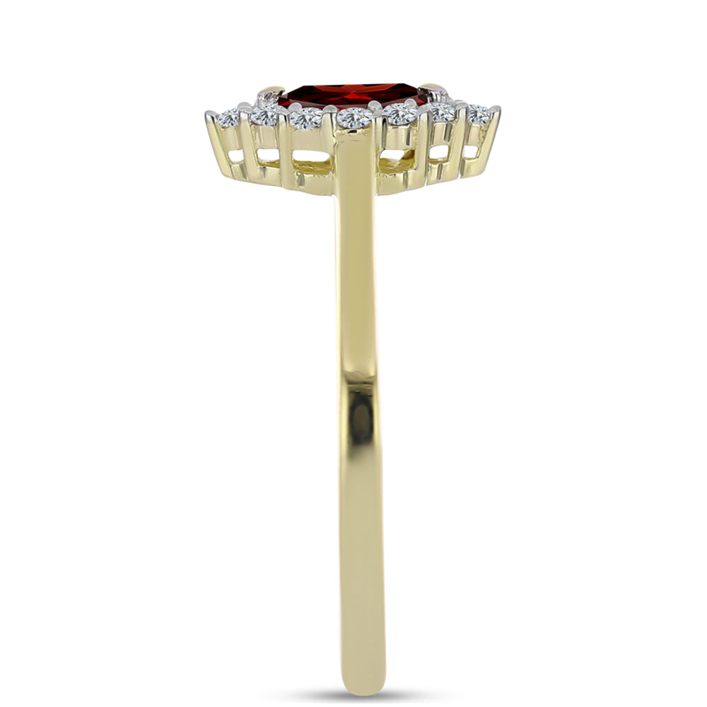 Goldplattierter Silberring mit Barton Granat und weißem Topas 4 