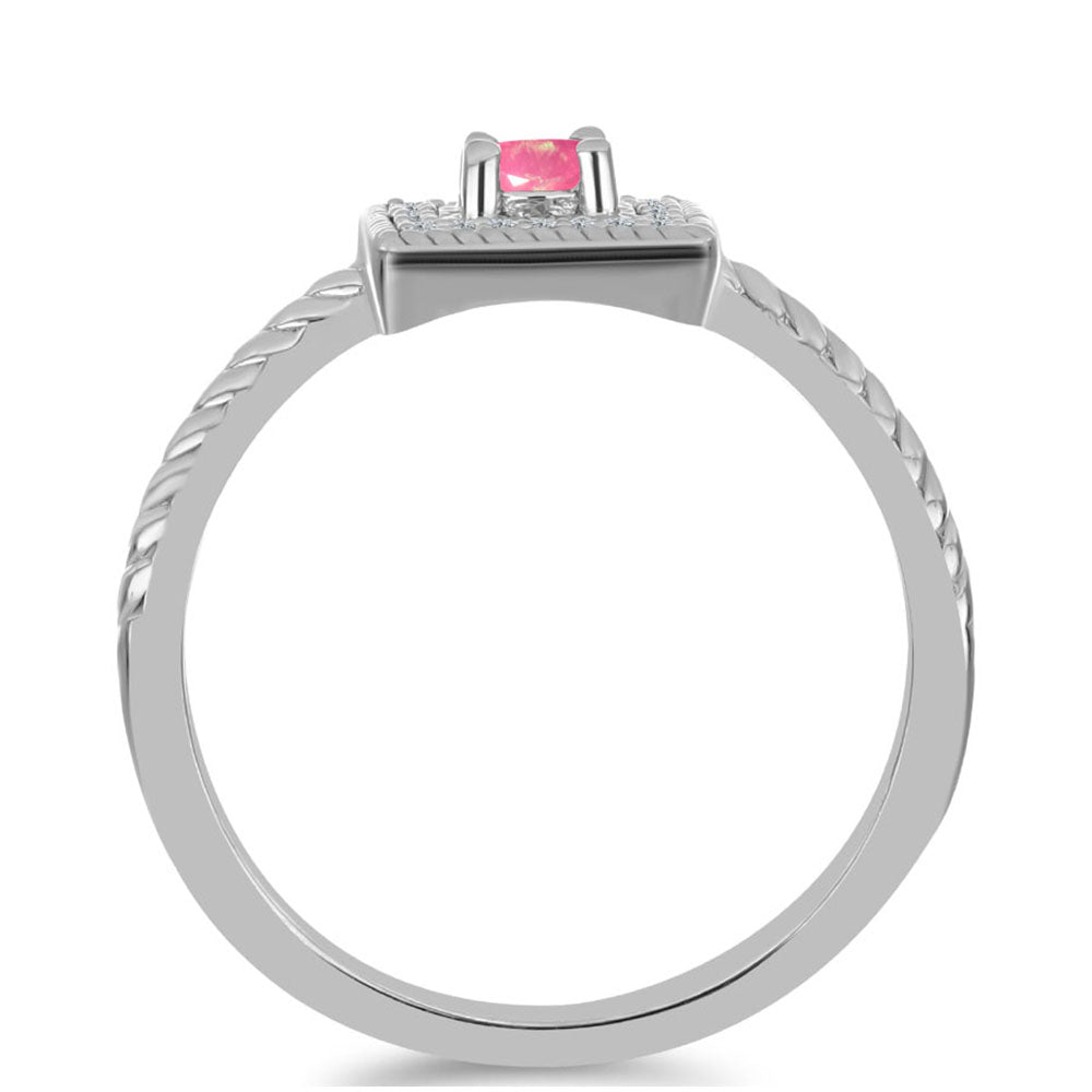 Silberring mit rosa Opal aus Lega Dembi und weißem Topas 2 
