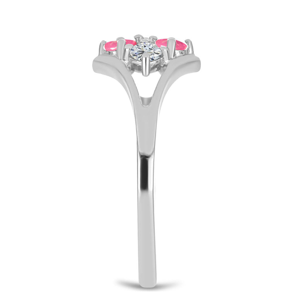 Silberring mit rosa Opal aus Lega Dembi und weißem Topas 4 