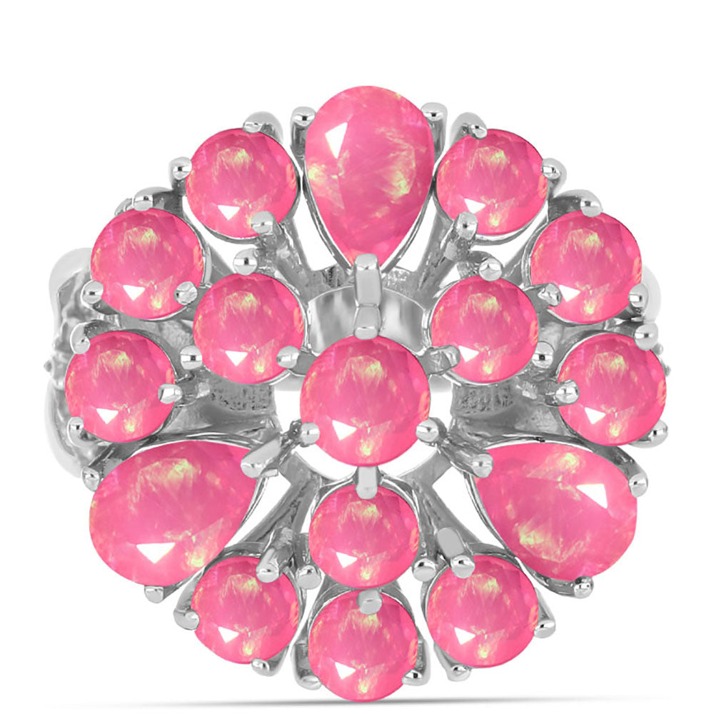 Silberring mit rosa Opal aus Lega Dembi und weißem Topas 1 