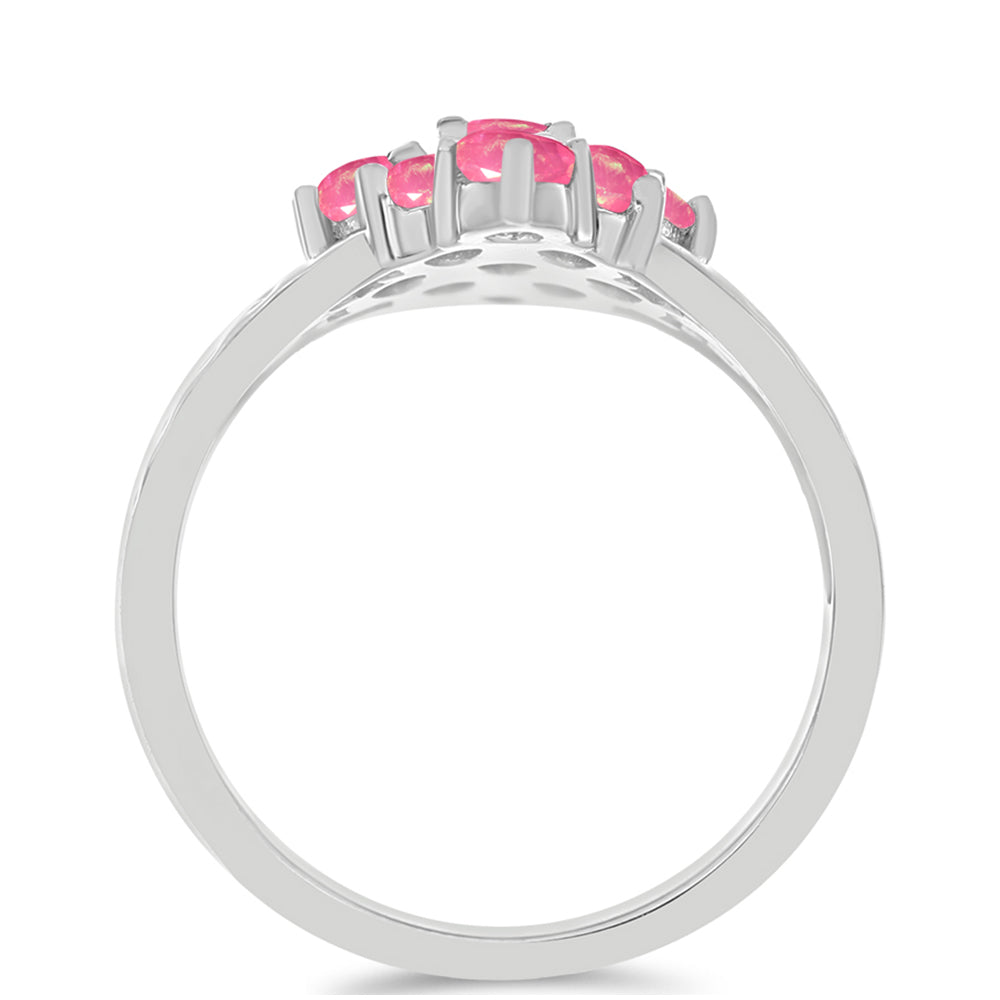 Silberring mit rosa Opal aus Lega Dembi