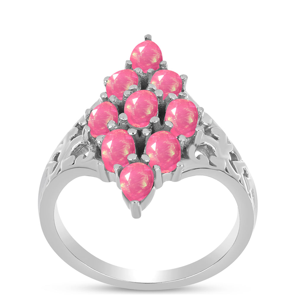 Silberring mit rosa Opal aus Lega Dembi