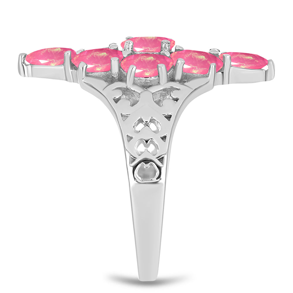 Silberring mit rosa Opal aus Lega Dembi