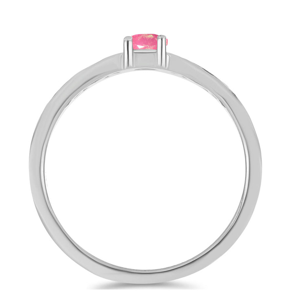 Silberring mit rosa Opal aus Lega Dembi