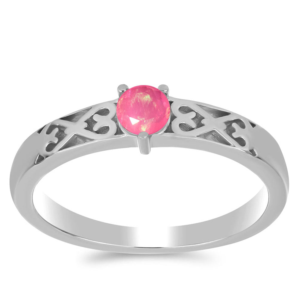 Silberring mit rosa Opal aus Lega Dembi 3 