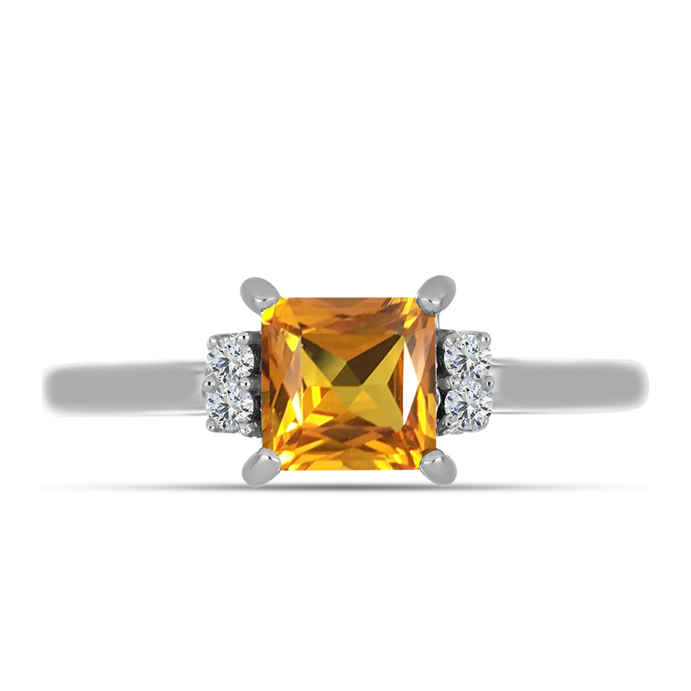 Silberring mit Kaiserlichem Gelben Topas und weißem Topas 1 