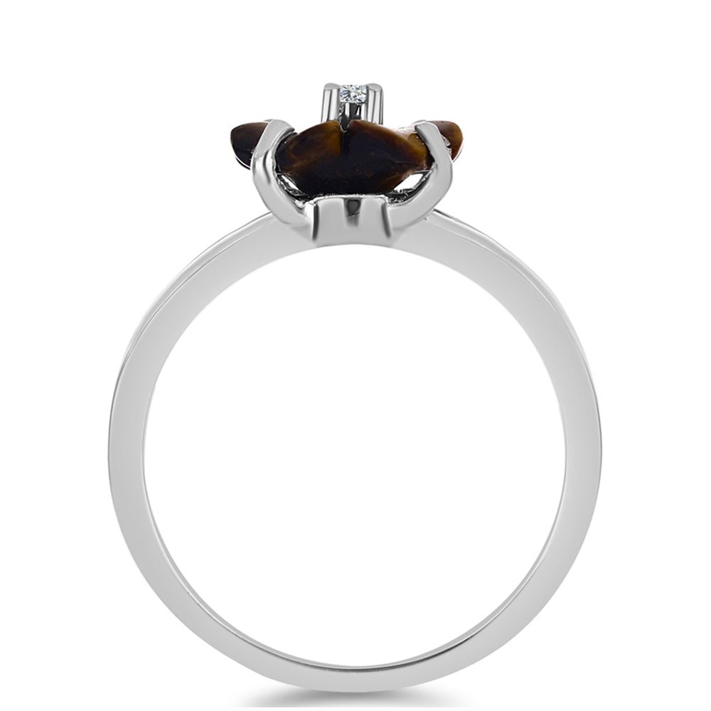 Silberring mit Picasso Jaspis und weißem Topas