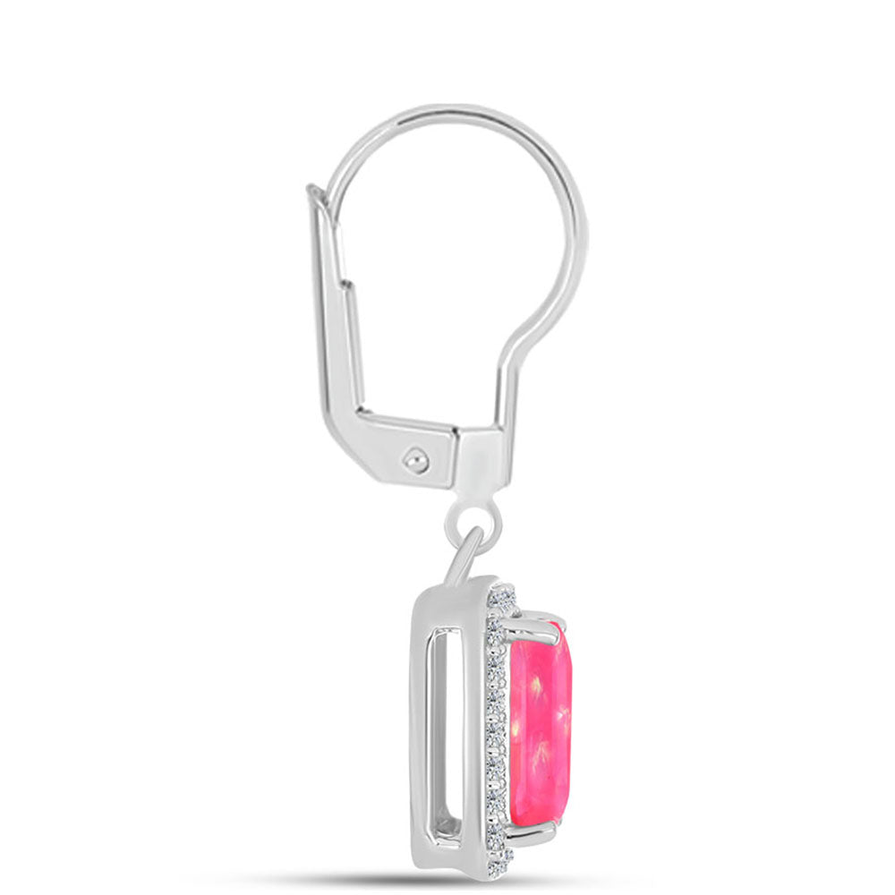 Silberohrringe mit rosa Opal aus Lega Dembi und weißem Topas 2 