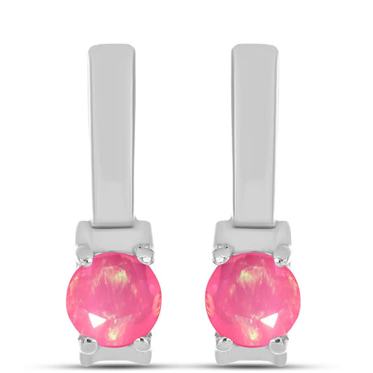 Silberohrringe mit rosa Opal aus Lega Dembi