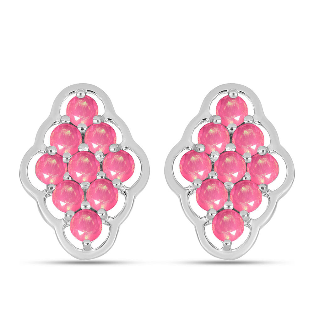Silberohrringe mit rosa Opal aus Lega Dembi