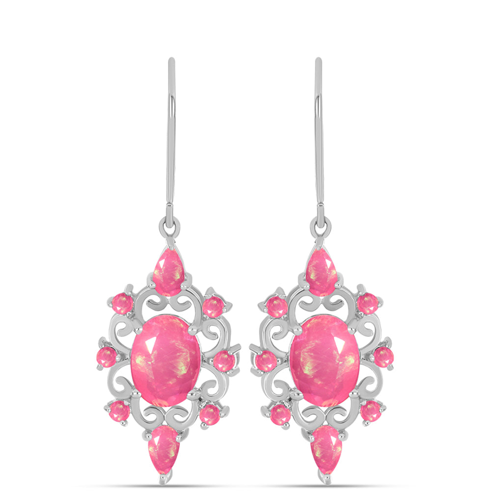 Silberohrringe mit rosa Opal aus Lega Dembi