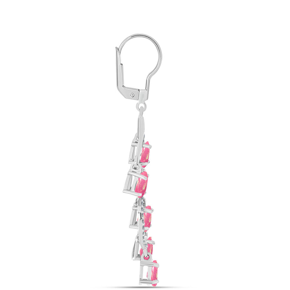 Silberohrringe mit rosa Opal aus Lega Dembi und weißem Topas 2 