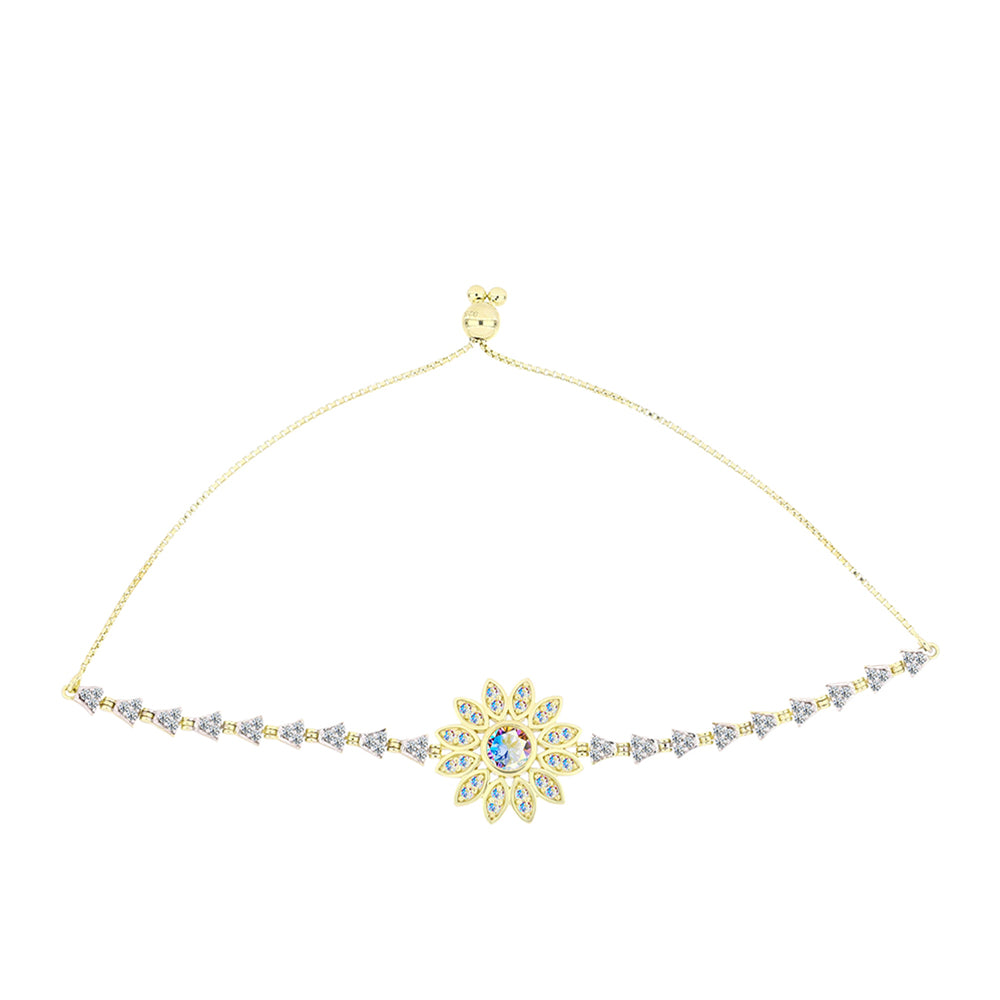 Goldplattiertes Silberarmband mit Eis-Moissanit und weißem Topas 1 