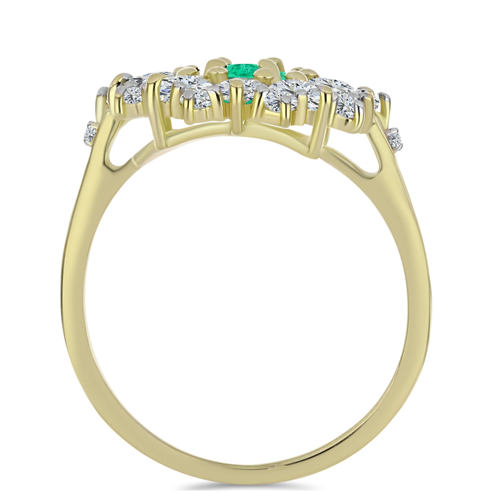 Goldplattierter Silberring mit kolumbianischem Smaragd und weißem Diamant 2 
