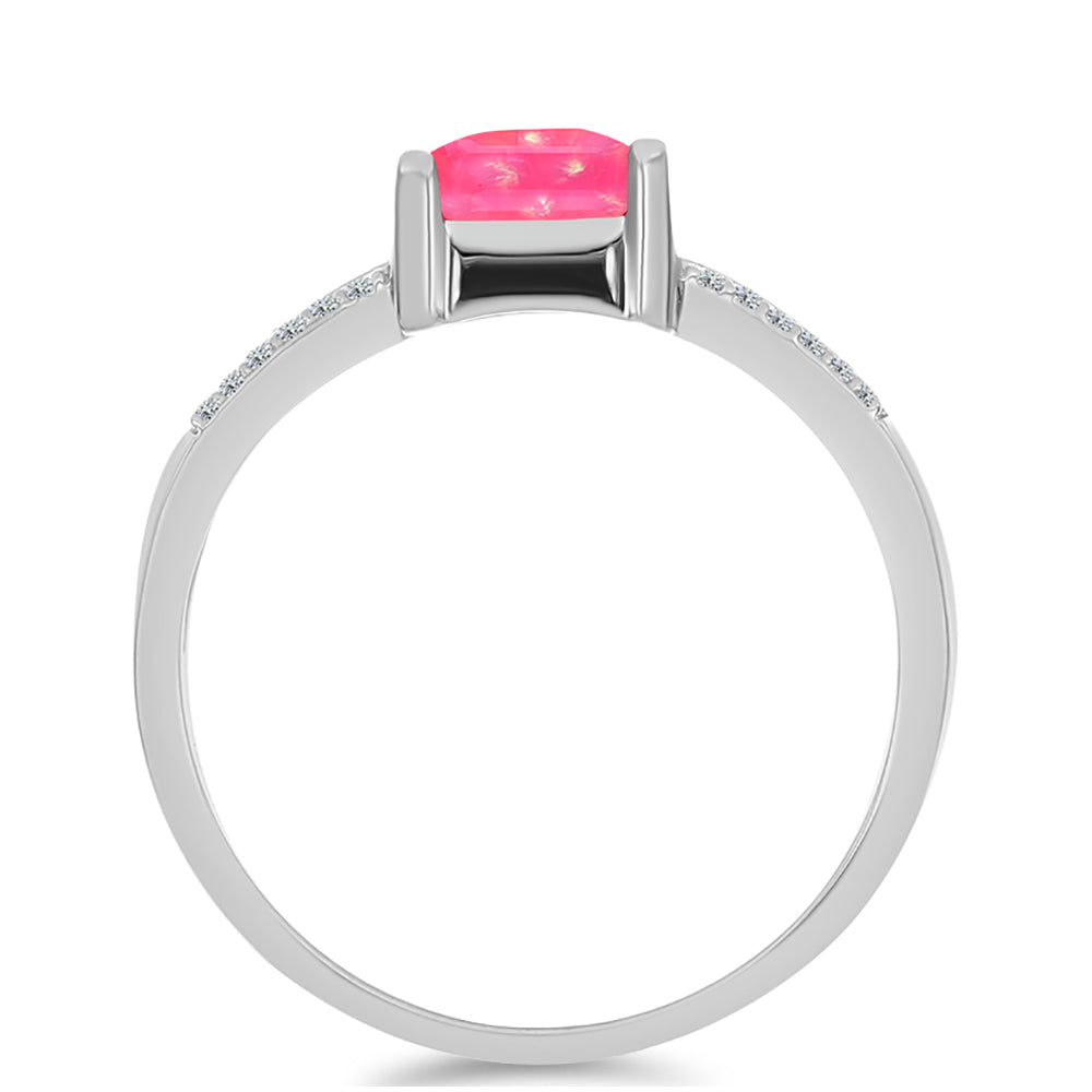Silberring mit rosa Opal aus Lega Dembi und weißem Topas 2 