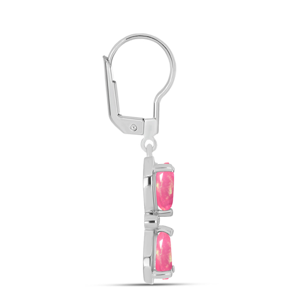 Silberohrringe mit rosa Opal aus Lega Dembi und weißem Topas