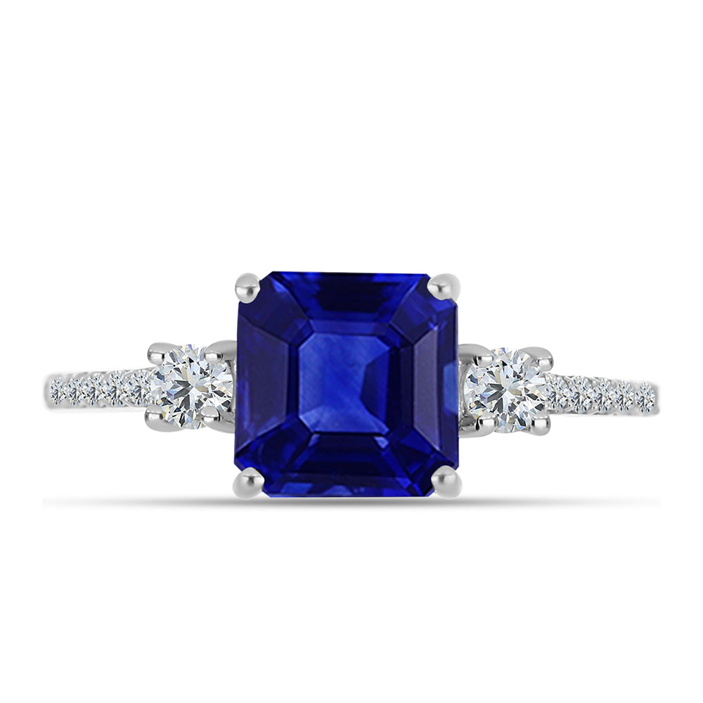 Silberring mit australischem blauem Saphir und weißem Topas