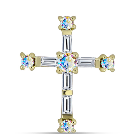 Goldplattierter Silberanhänger mit Eis-Moissanit und weißem Zirkon