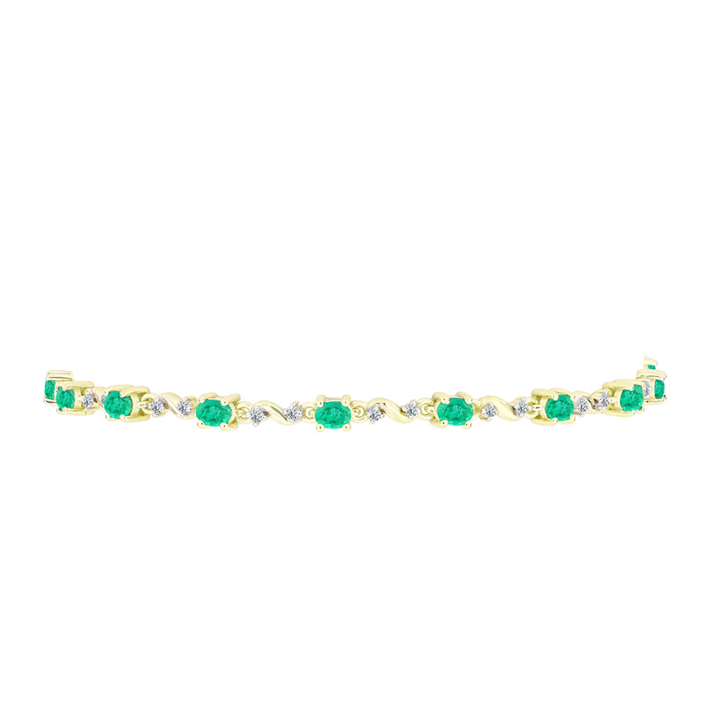Goldplattiertes Silberarmband mit kolumbianischem Smaragd und weißem Diamant