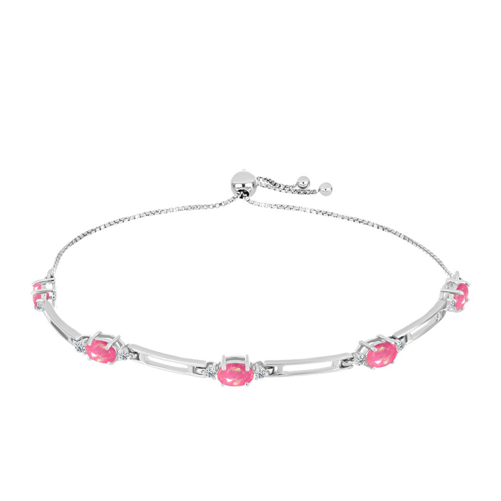 Silberarmband mit rosa Opal aus Lega Dembi und weißem Topas 1 