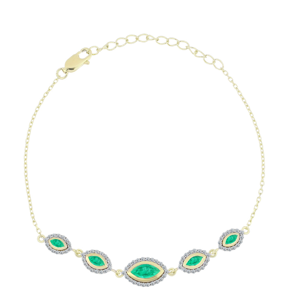 Goldplattiertes Silberarmband mit kolumbianischem Smaragd