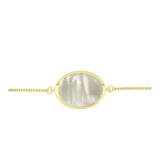 Goldplattiertes Silberarmband mit Perlmutt