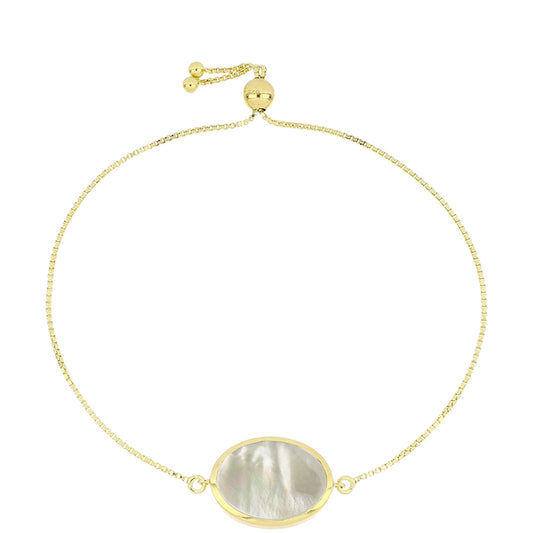 Goldplattiertes Silberarmband mit Perlmutt