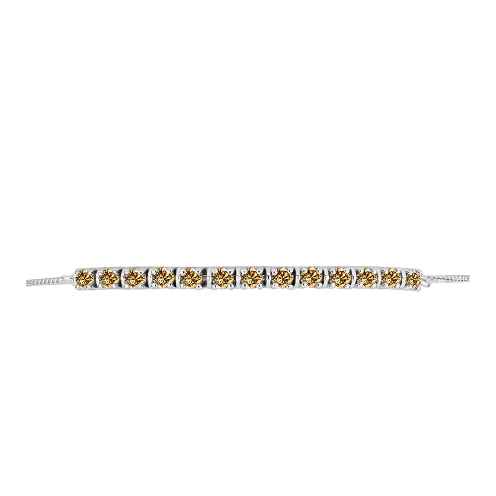 Silberarmband mit Champagnerfarbenem Moissanit