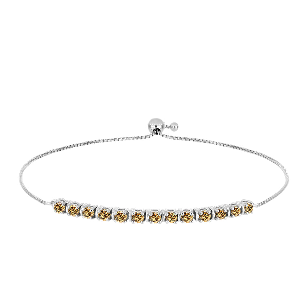 Silberarmband mit Champagnerfarbenem Moissanit 1 
