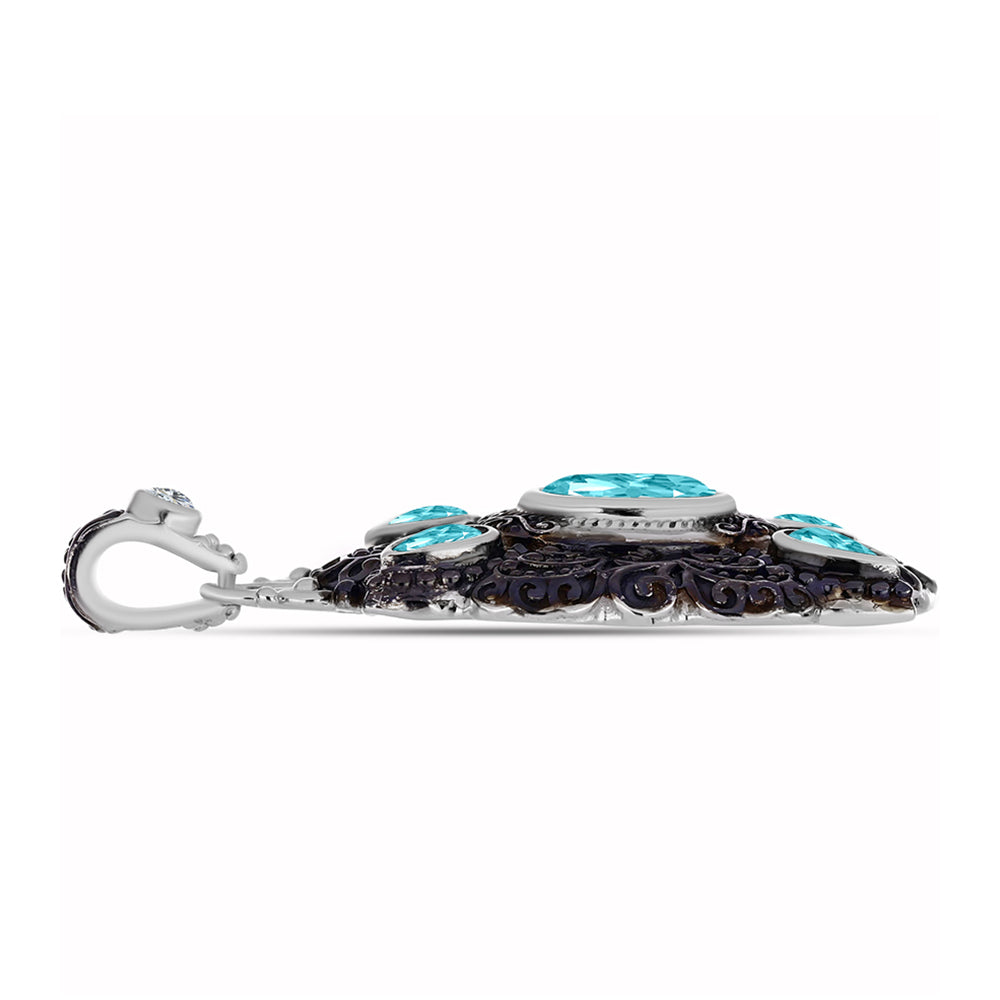 Goldplattierter Silberanhänger mit Paraiba Quarz und weißem Topas
