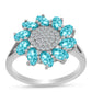 Silberring mit Paraiba Quarz und weißem Topas