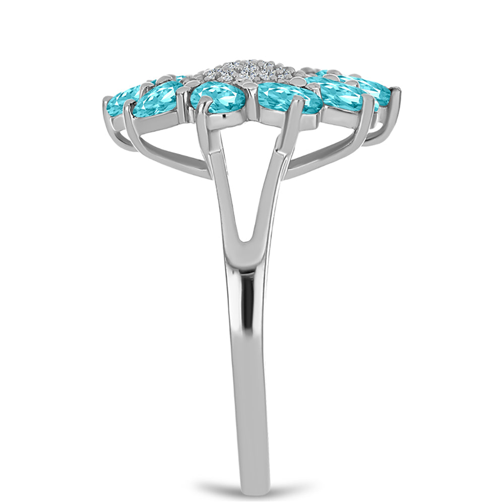 Silberring mit Paraiba Quarz und weißem Topas 4 