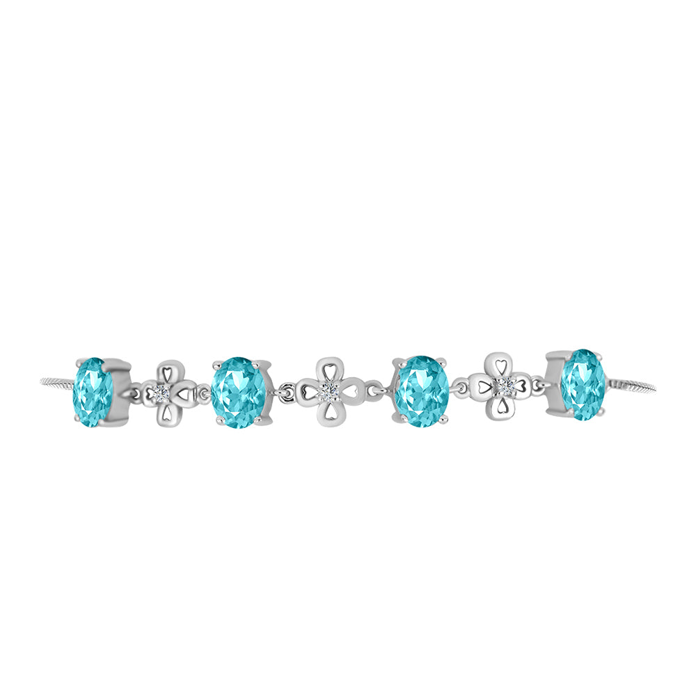 Silberarmband mit Paraiba Quarz und weißem Topas