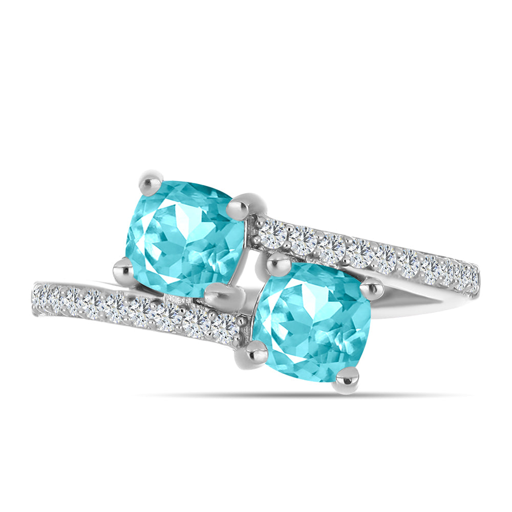 Silberring mit Paraiba Quarz und weißem Topas 1 