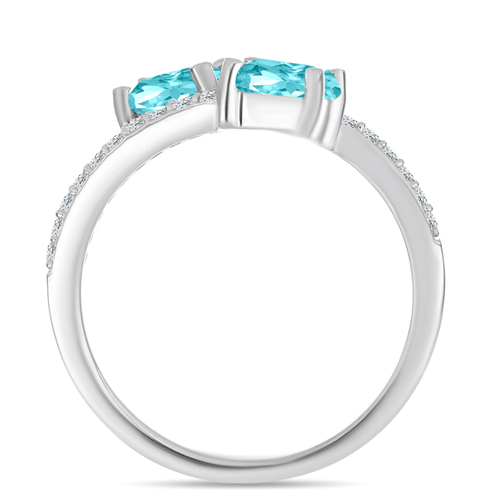 Silberring mit Paraiba Quarz und weißem Topas 2 