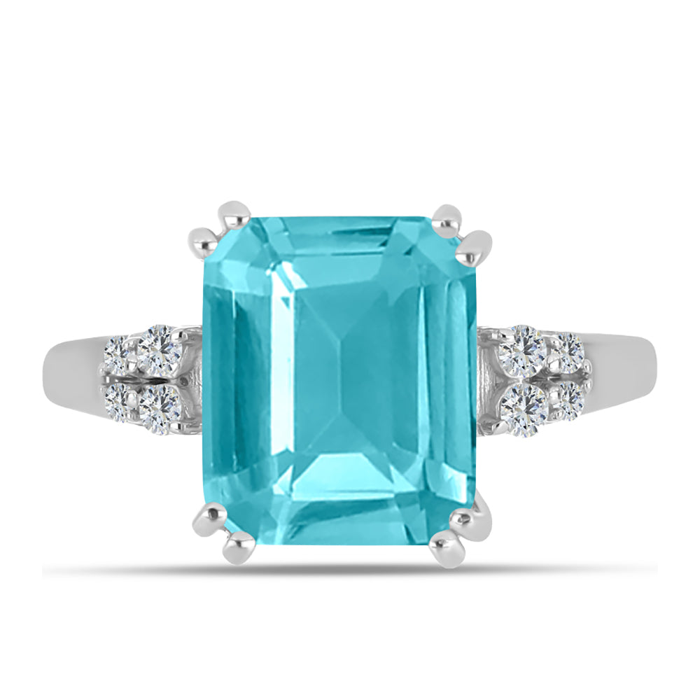 Silberring mit Paraiba Quarz und weißem Topas 1 