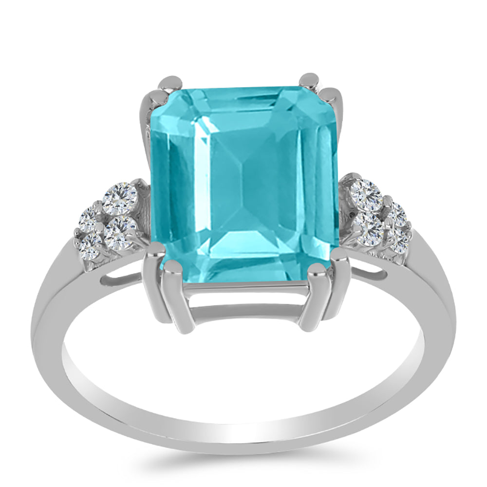 Silberring mit Paraiba Quarz und weißem Topas 3 